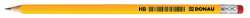 Ołówek drewniany z gumką DONAU, HB, lakierowany, żółty