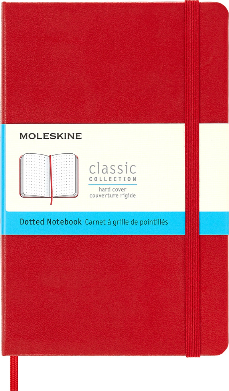 Notes MOLESKINE Classic M, 11,5x18 cm, w kropki, twarda oprawa, scarlet red, 208 stron, czerwony