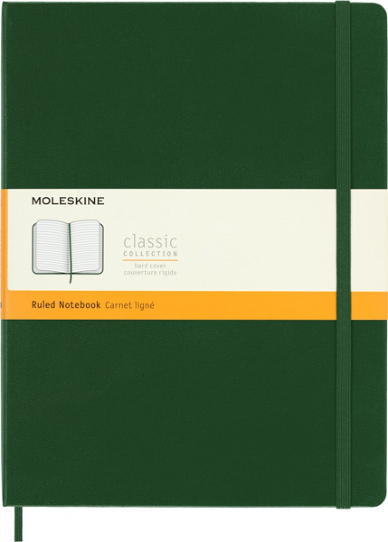 Notes MOLESKINE Classic XL (19x25cm) w linie, twarda oprawa, myrtle green, 192 strony, zielony