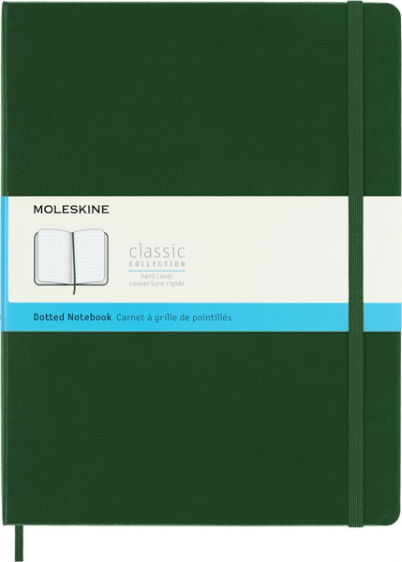 Notes MOLESKINE Classic XL (19x25cm) w kropki, twarda oprawa, myrtle green, 192 strony, zielony