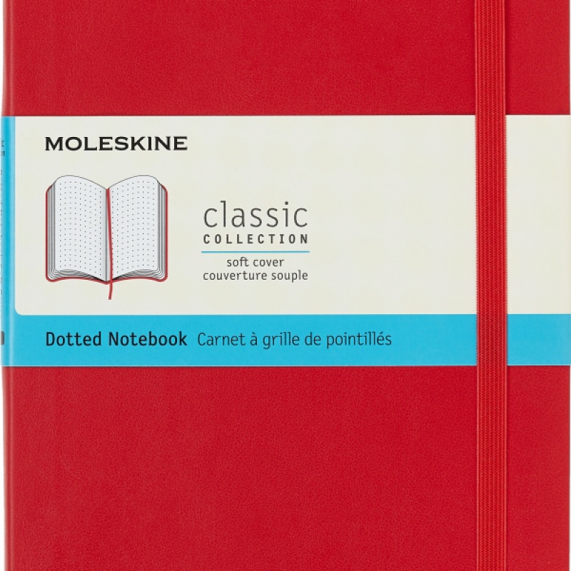 Notes MOLESKINE Classic L (13x21cm) w kropki, miękka oprawa, 192 strony, czerwony