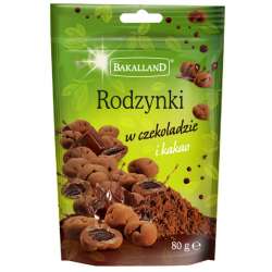 RODZYNKI  w czekoladzie i kakao, Bakalland, 80gr