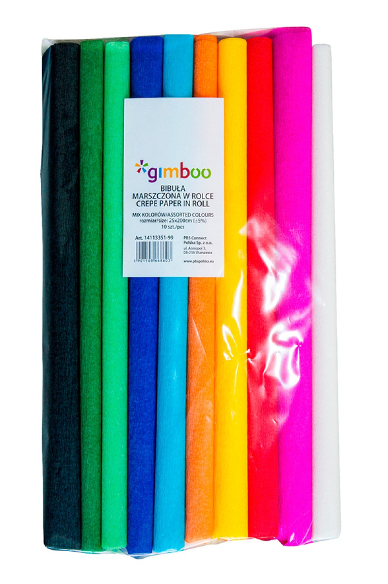 Bibuła marszczona GIMBOO, w rolce, 25x200cm, 10szt., mix kolorów - zdjęcie (2