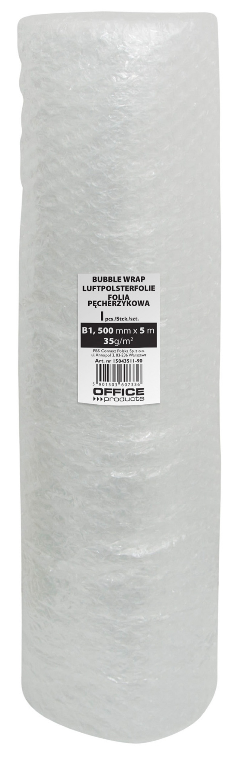 Folia bąbelkowa OFFICE PRODUCTS, szer. 50cm, 5m, 35g/m2, transparentna