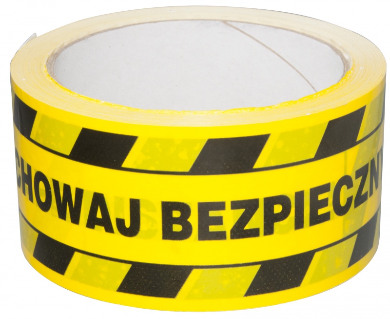 Taśma ostrzegawcza OFFICE PRODUCTS Solvent, zachowaj bezpieczny odstęp, 50mm, 50m, żółto-czarna - zdjęcie (2