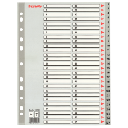 Przekładki plastikowe szare PP numeryczne A4 ESSELTE, 1-54