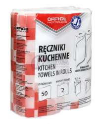 Ręczniki kuchenne celulozowe OFFICE PRODUCTS, 2-warstwowe, 50 listków, 9,25m, 2szt., białe