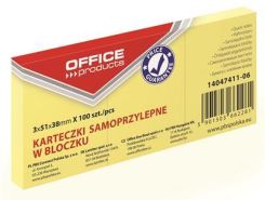 Bloczek samoprzylepny OFFICE PRODUCTS, 38x51mm, 1x100 kart., pastel, jasnożółty