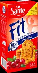 Fit Ciasteczka Zbożowe z Żurawiną Bez Cukru 300g 6x4szt Sante
