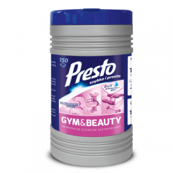 Ściereczki do dezynfekcji nasączane PRESTO Gym&Beauty, w tubie, 150szt., białe