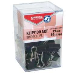 Klipy do dokumentów OFFICE PRODUCTS, 19mm, 30szt., w pudełku, czarne