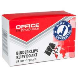 Klipy do dokumentów OFFICE PRODUCTS, 51mm, 12szt., czarne