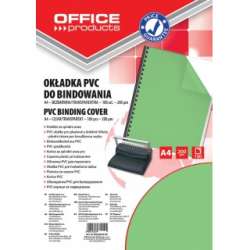 Okładki do bindowania OFFICE PRODUCTS, PVC, A4, 200mikr., 100szt., zielone transparentne