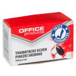 Pinezki klasyczne OFFICE PRODUCTS, 100szt., srebrne