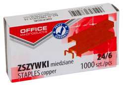 Zszywki OFFICE PRODUCTS, miedziane, 24/6, 1000szt.