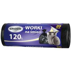 Worki na śmieci GROSIK LD 120L (20 sztuk) Czarny