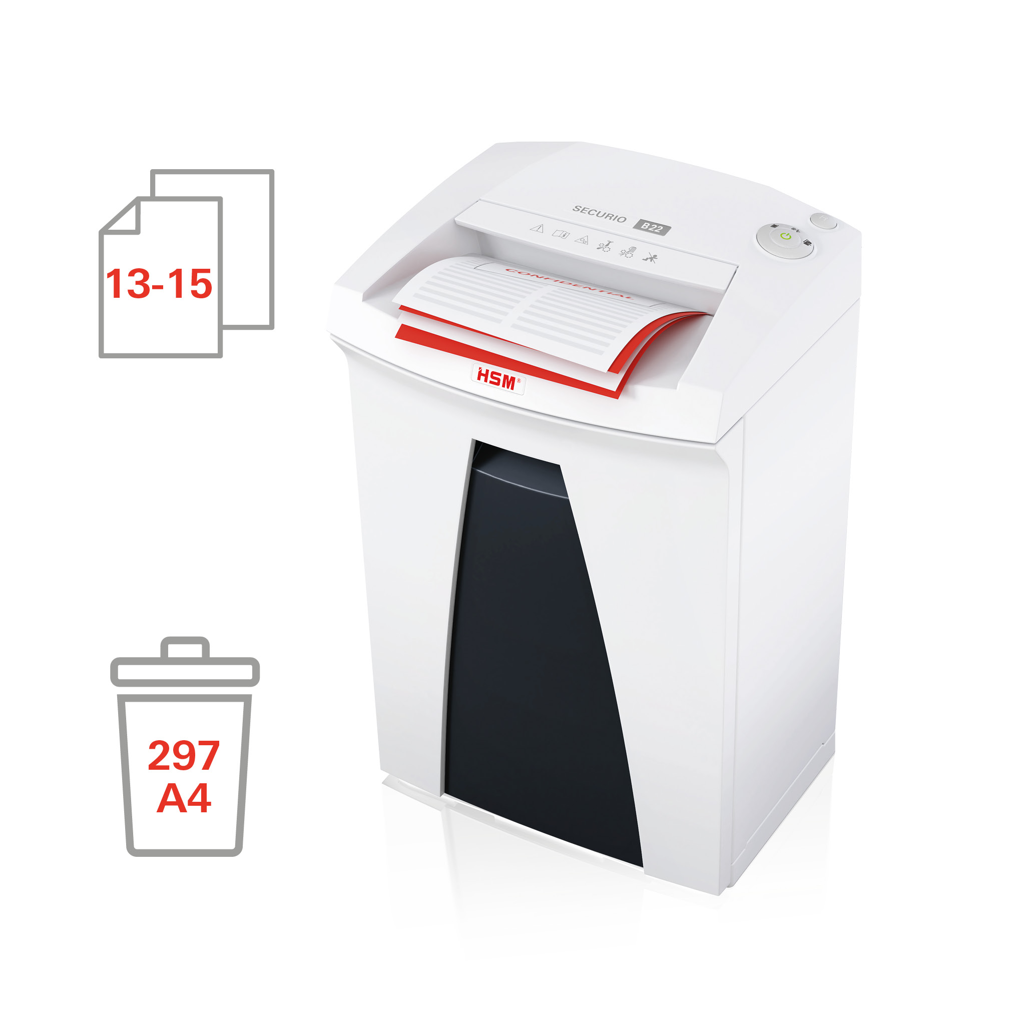 Niszczarka dokumentów HSM SECURIO B22 - 3,9 mm - zdjęcie (2