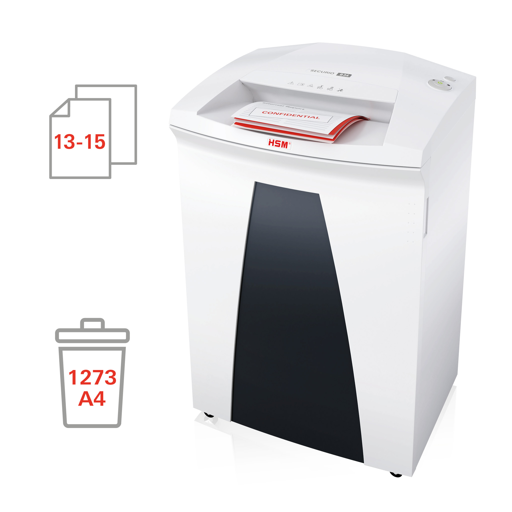 Niszczarka dokumentów HSM SECURIO B34 1,9 x 15 mm+ - zdjęcie (2