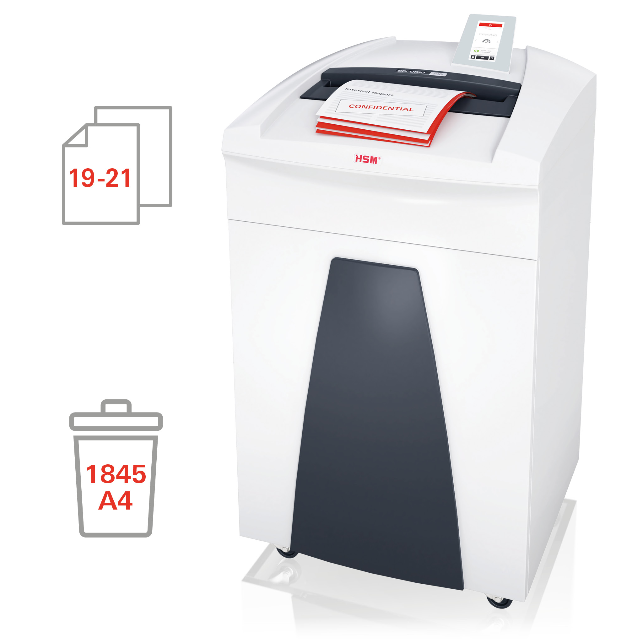 Niszczarka dokumentów HSM SECURIO P40i -1,9x15 mm+ - zdjęcie (3