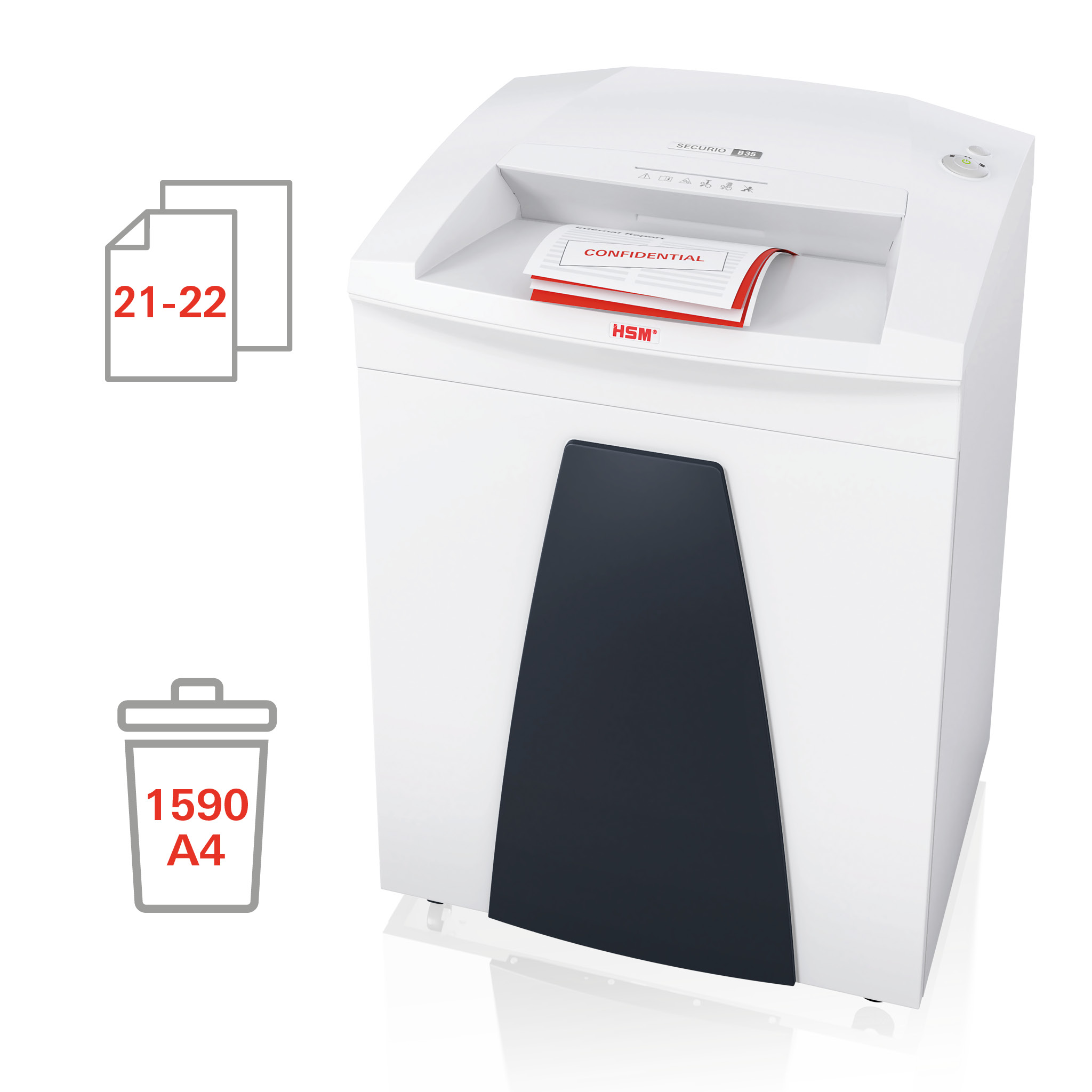 Niszczarka dokumentów HSM SECURIO B35 4,5 x 30 mm+ - zdjęcie (2