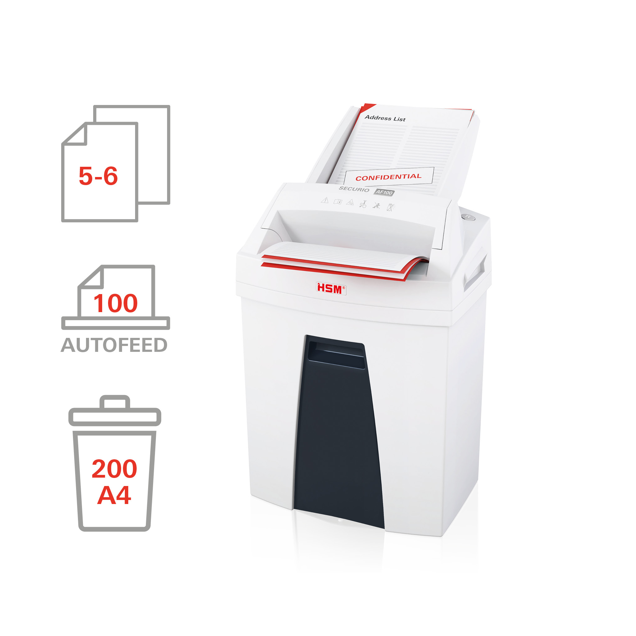Niszczarka dokumentów HSM SECURIO AF100 4 x 25 mm+ - zdjęcie (2
