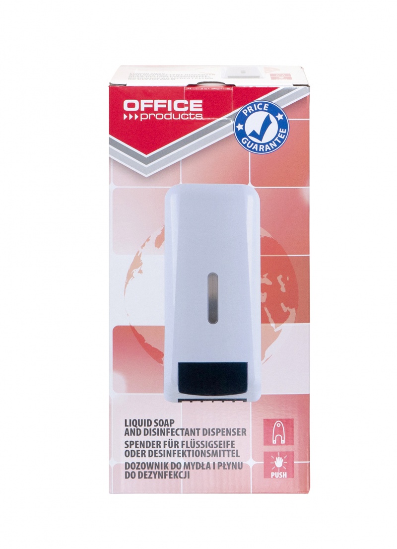 Dozownik do mydła, płynu oraz żelu do dezynfekcji OFFICE PRODUCTS, ręczny, 1l, biały - zdjęcie (3