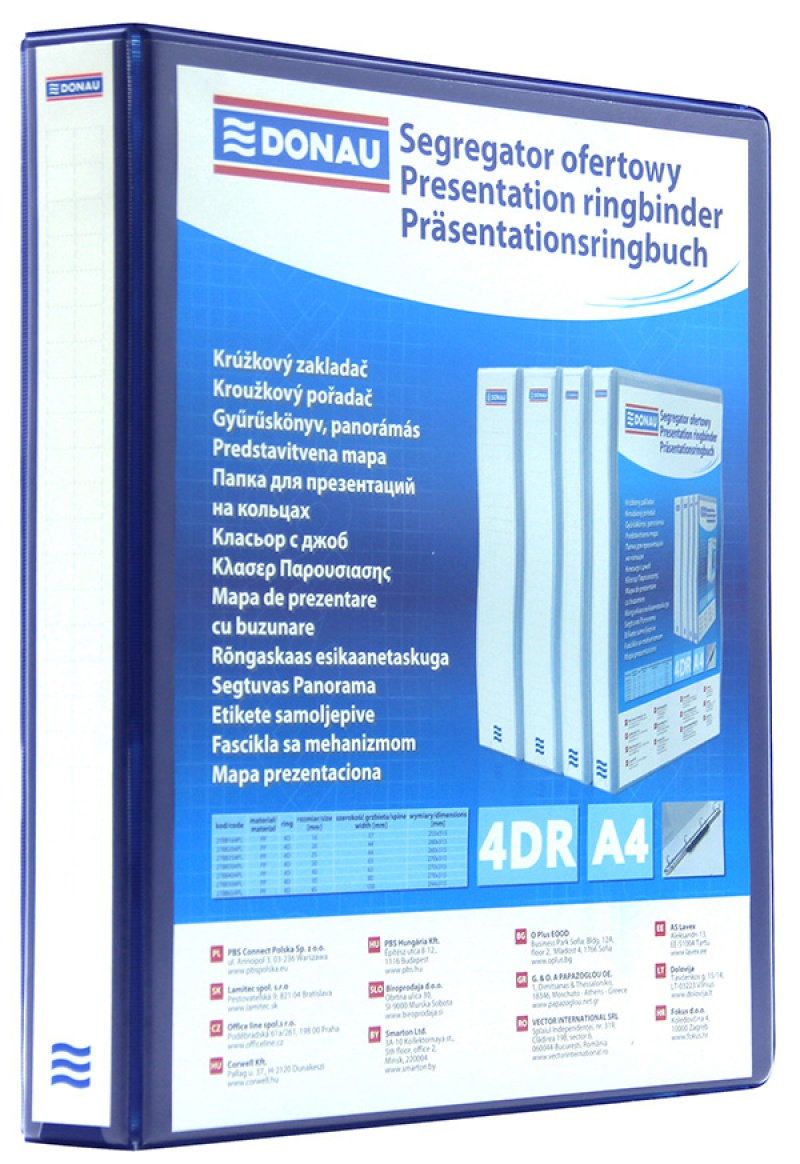 Segregator ofertowy DONAU, PP, A4/4RD/25, niebieski