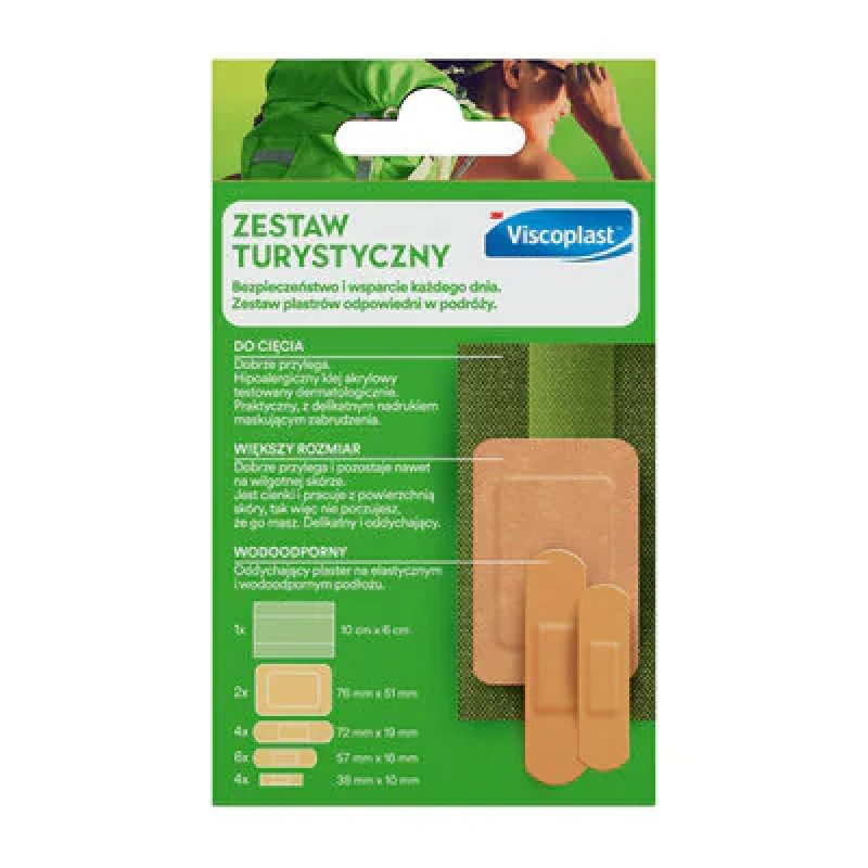 Plaster uniwersalny VISCOPLAST, turystyczny, traypack, 17szt. - zdjęcie (2