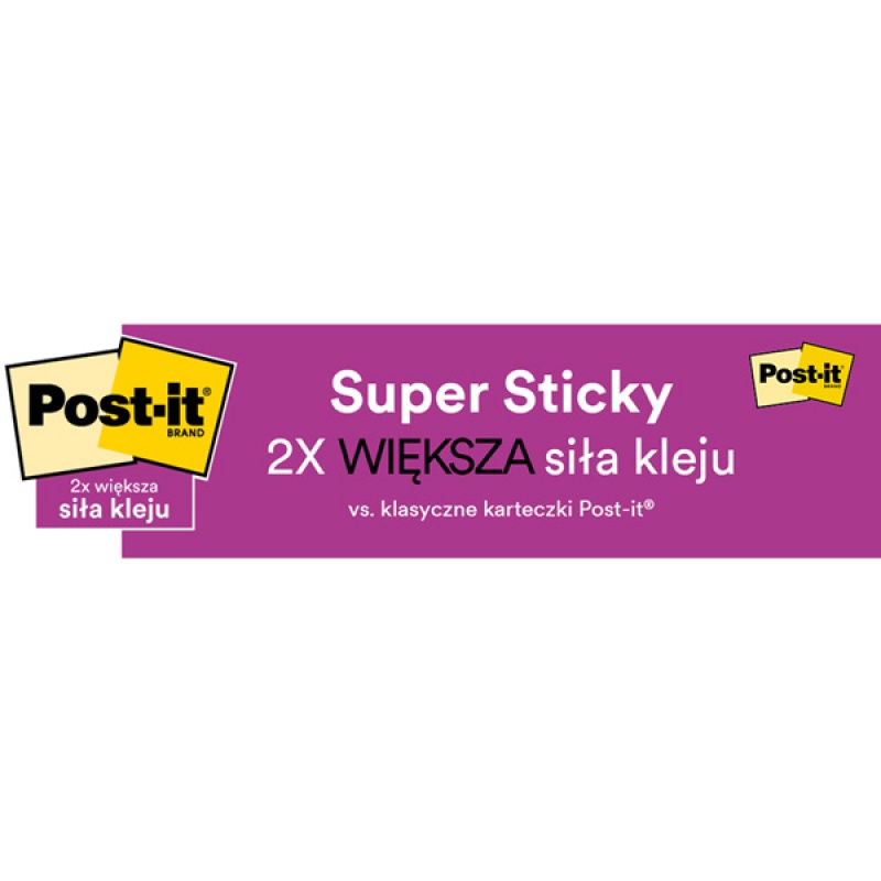 Karteczki samoprzylepne Post-it® Super Sticky, BOOST, 76x76mm, 5x90 kart. - zdjęcie (2