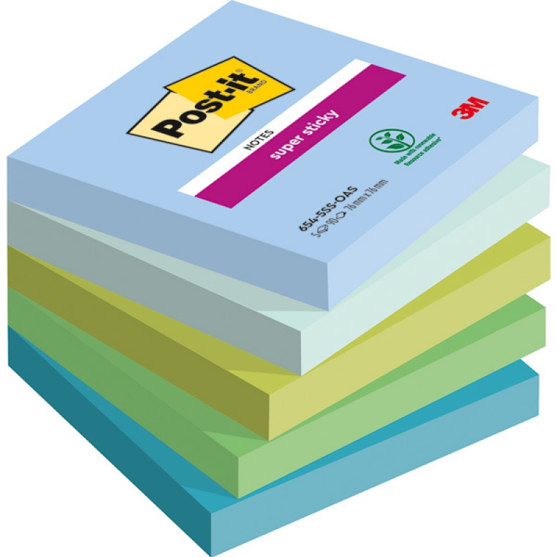Karteczki samoprzylepne Post-it® Super Sticky, OASIS, 76x76mm, 5x90 kart. - zdjęcie (7