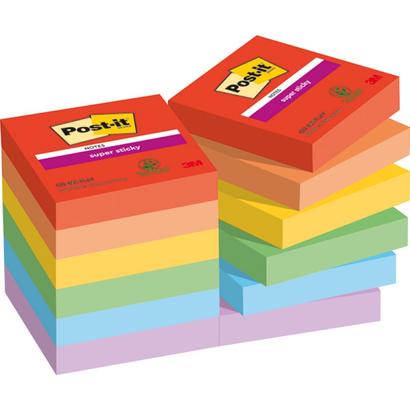 Karteczki samoprzylepne Post-it® Super Sticky, PLAYFUL , 47,6x47,6mm, 12x90 kart. - zdjęcie (9