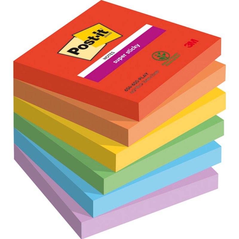 Karteczki samoprzylepne Post-it® Super Sticky, PLAYFUL, 76x76mm, 6x90 kart. - zdjęcie (9