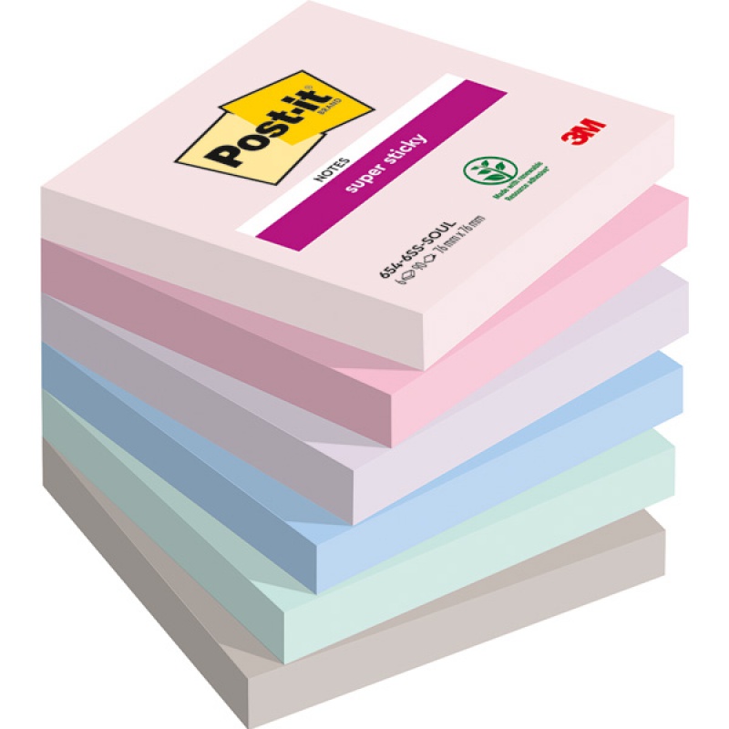 Karteczki samoprzylepne Post-it® Super Sticky, SOULFUL, 76x76mm, 6x90 kart. - zdjęcie (9