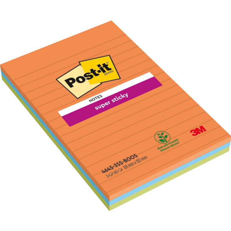 Karteczki samoprzylepne Post-it® Super Sticky XXL, BOOST, w linię, 101x152mm, 3x45 kart. - zdjęcie (8