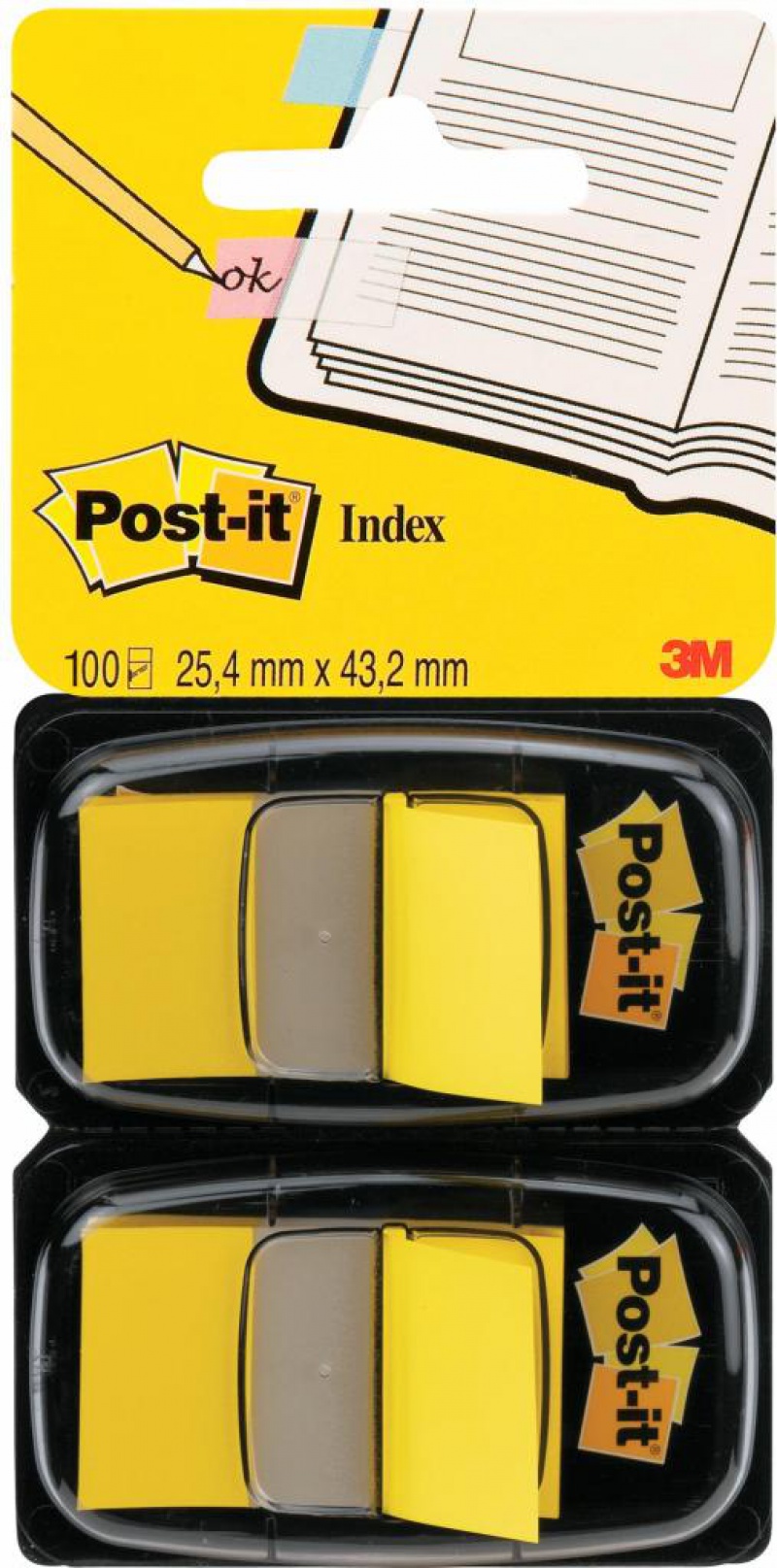 Zakładki indeksujące POST-IT® (680-Y2EU), PP, 25,4x43,2mm, 2x50 kart., żółte