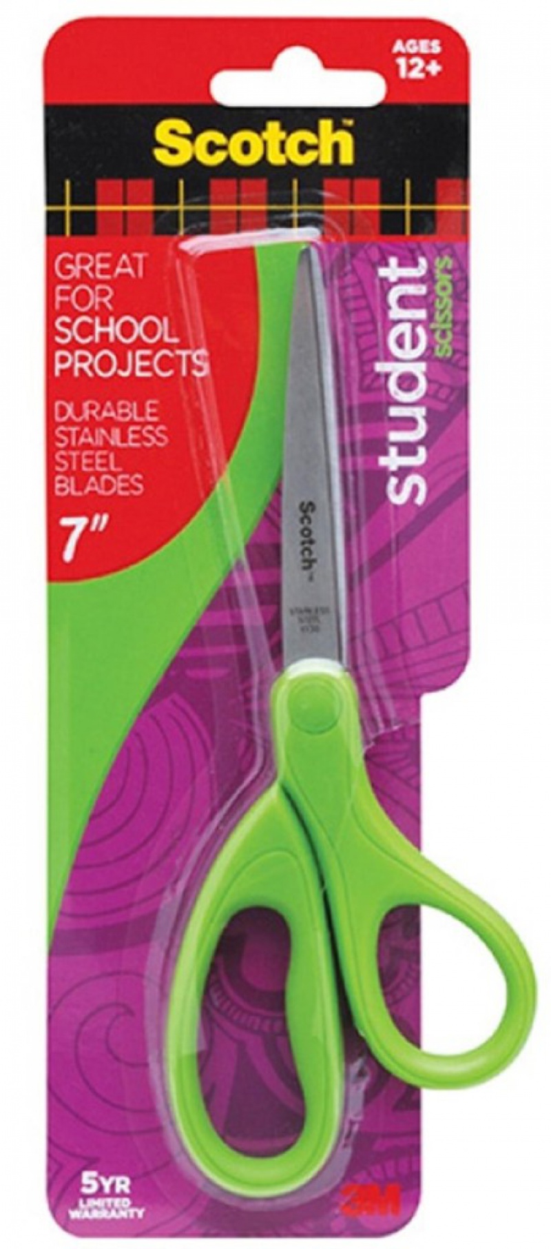 Nożyczki biurowe SCOTCH® (14075-MI), dla studentów, 18cm, mix kolorów
