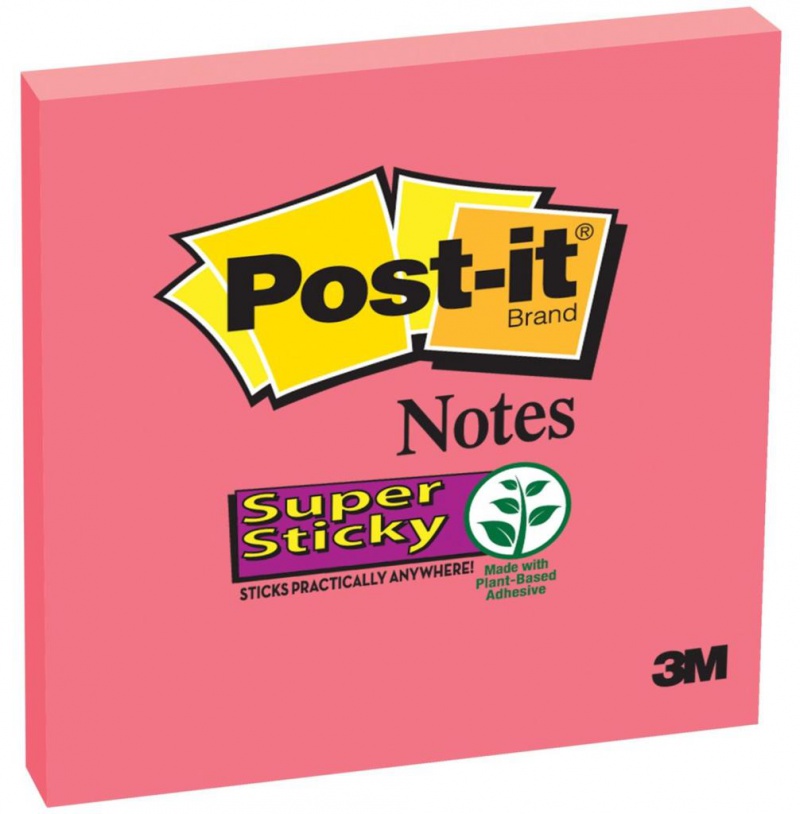 Karteczki samoprzylepne POST-IT® Super Sticky (654-6SS-PO), 76x76mm, 1x90 kartek, różowe - zdjęcie (5