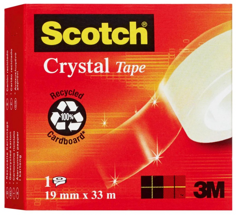 Taśma biurowa SCOTCH® Crystal Clear (600), transparentna, 19mm, 33m, w pudełku - zdjęcie (7
