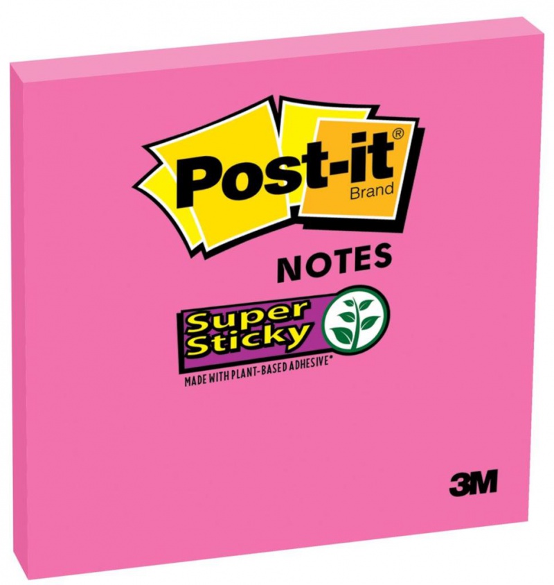 Karteczki samoprzylepne POST-IT® Super sticky, (654-6SS-PNK), 76x76mm, 1x90 kart., fuksja - zdjęcie (5