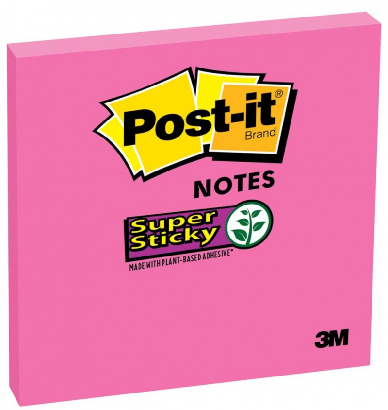 Karteczki samoprzylepne POST-IT® Super sticky, (654-6SS-PNK), 76x76mm, 1x90 kart., fuksja - zdjęcie (5