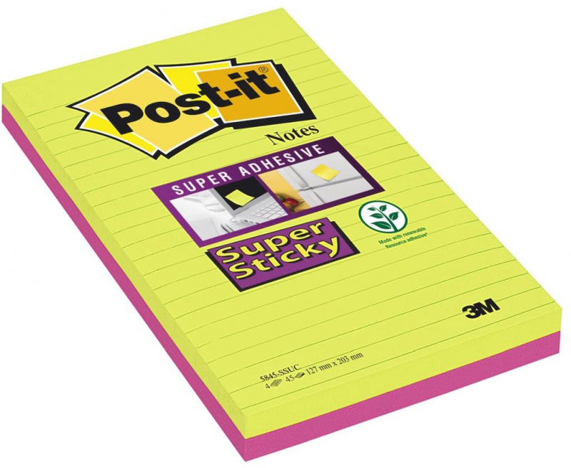 Karteczki samoprzylepne POST-IT® Super Sticky XXXL w linię (5845- SS), 127x203mm, 2x45 kart., paleta marrakesz - zdjęcie (7