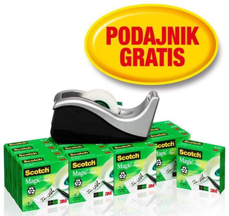 Taśma biurowa SCOTCH® Magic™ (8-1933R16C60), matowa, 19mm, 33m, 16szt., podajnik C-60 GRATIS - zdjęcie (8