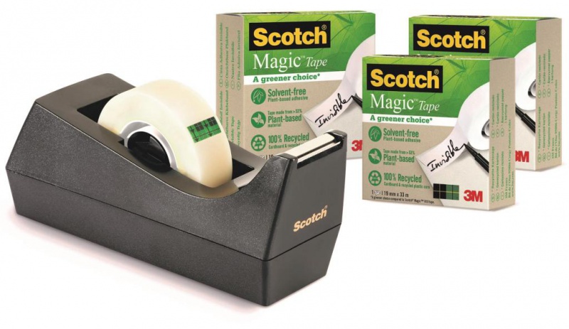 Taśma biurowa SCOTCH® Magic™ Greener Choice (9-1933R3C38), matowa, 19mm, 33m, 3szt., podajnik C-38 GRATIS - zdjęcie (8