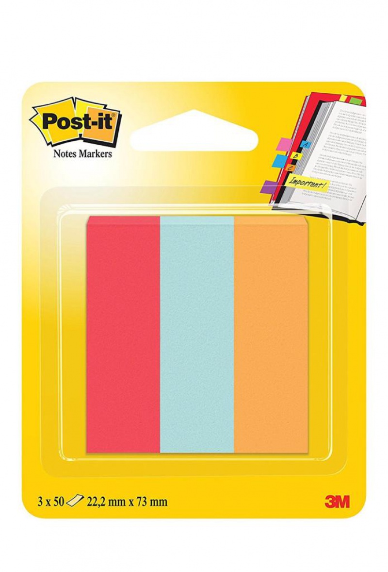 Zakładki indeksujące POST-IT® (671-PBO), papier, 22,2x73mm, 3x50 kart., mix kolorów