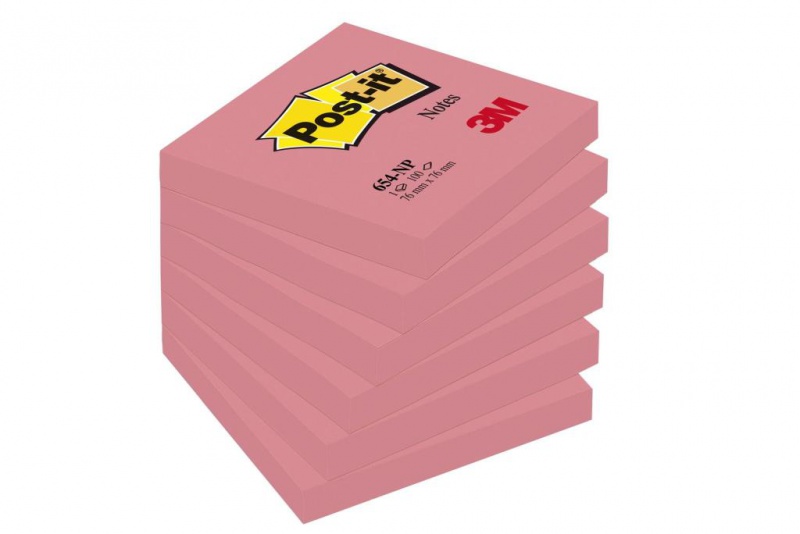 Karteczki samoprzylepne POST-IT® (654N), 76x76mm, 1x100 kart., jaskrawy różowy - zdjęcie (6