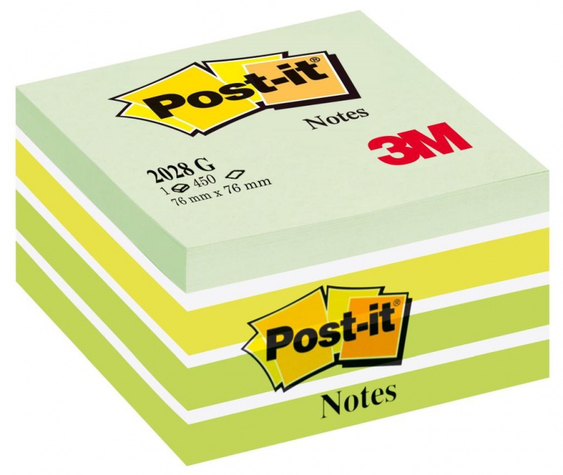 Kostka samoprzylepna POST-IT® (2028-G), 76x76mm, 1x450 kart., zielona - zdjęcie (6