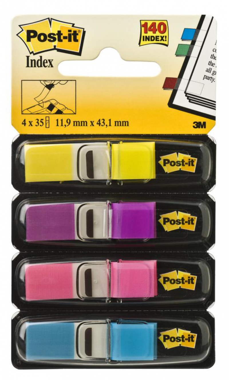 Zakładki indeksujące POST-IT® (683-4AB), PP, 11,9x43,1mm, 4x35 kart., mix kolorów neonowy - zdjęcie (8