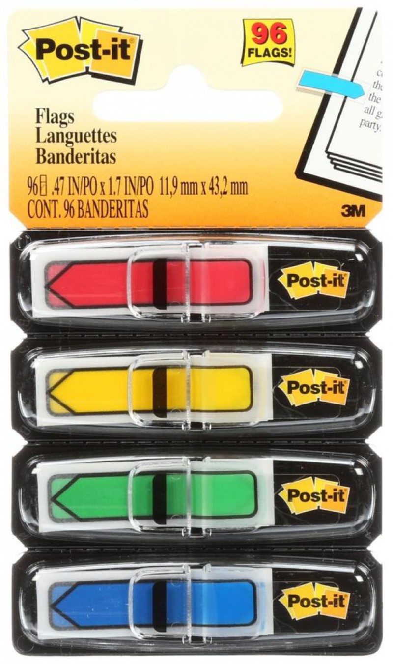 Zakładki indeksujące POST-IT® (684-ARR3), PP, 11,9x43,1mm, strzałka, 4x24 kart., mix kolorów - zdjęcie (9