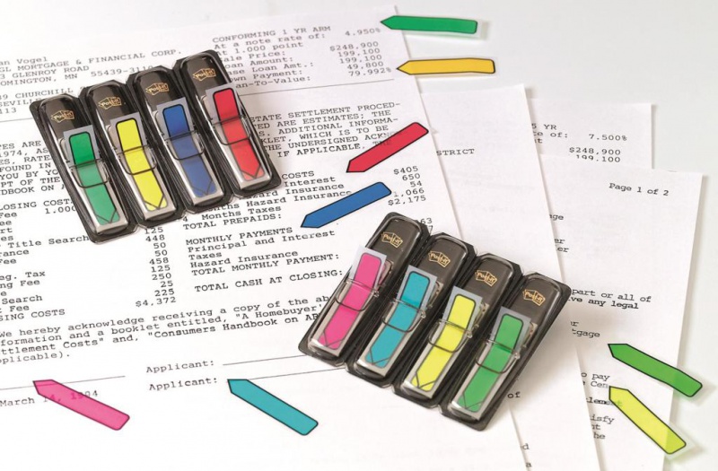 Zakładki indeksujące POST-IT® (684-ARR4), PP, 11,9x43,2mm, strzałka, 4x24 kart., mix kolorów neonowy - zdjęcie (3
