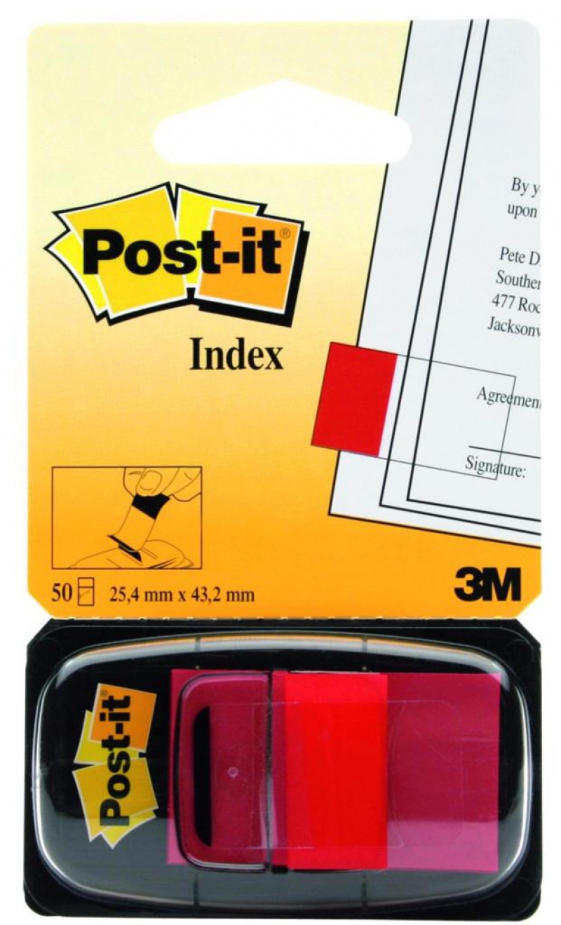 Zakładki indeksujące POST-IT® (680-1), PP, 25,4x43,2mm, 50 kart., czerwone